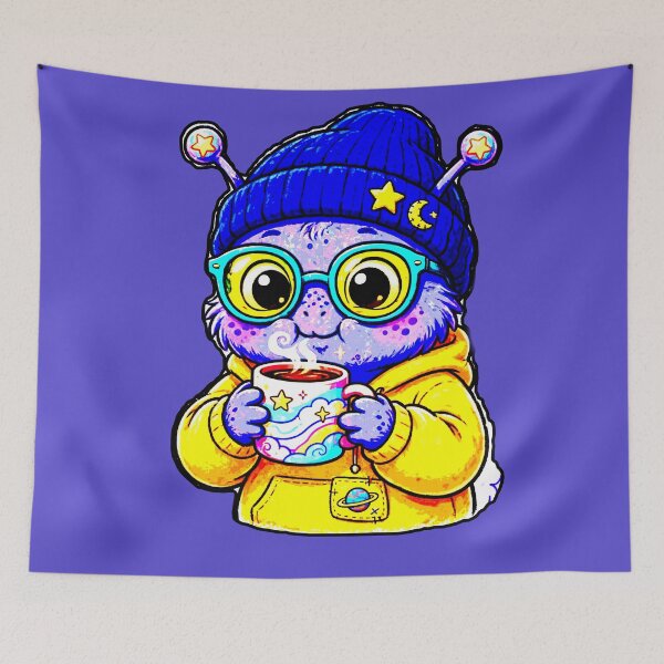 Item preview, Cute Alien Brown Glasses Hat Space Kawaii Adorable Sweet designed and sold by AstronautMerch.