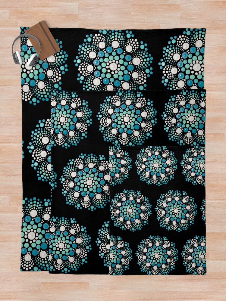 Alternate view of Blue Flower Mandala Throw Blanket