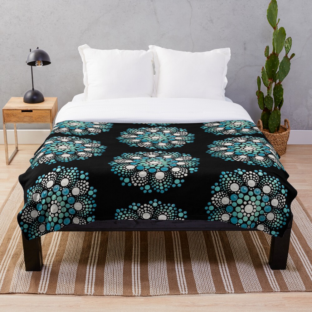 Blue Flower Mandala Throw Blanket