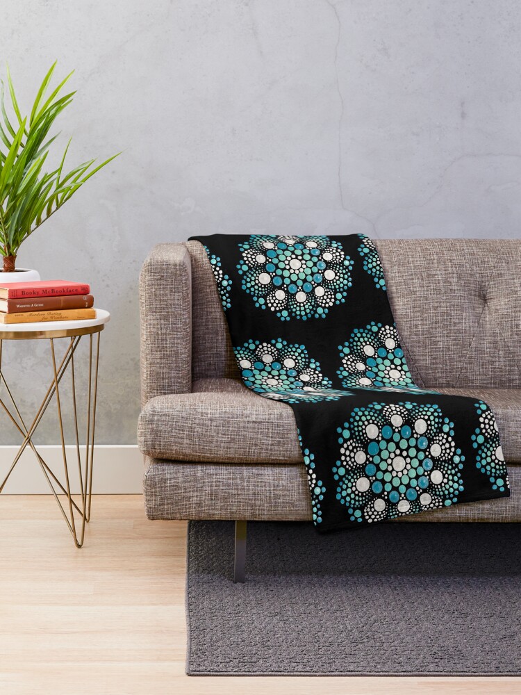Alternate view of Blue Flower Mandala Throw Blanket