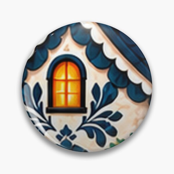 Item preview, Folk Bakery Cottage with Bread Sign and Glowing Windows designed and sold by H. Doucette Studio.