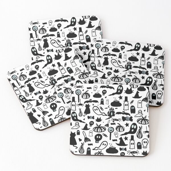 Item preview, Continuous Pattern Halloween Black and White Ghosts designed and sold by ElizabethCoelho.