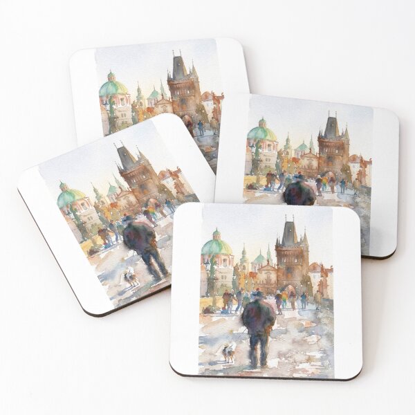 Item preview, Charles Bridge Prague Watercolor Street Stroll designed and sold by caracatita75.