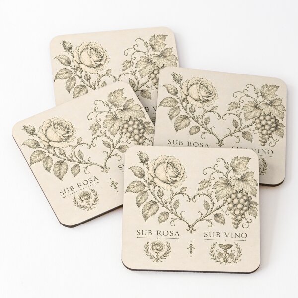 Item preview, Antique Latin Proverb Rose and Grapes Vintage Engraving designed and sold by Sybille-Yates.