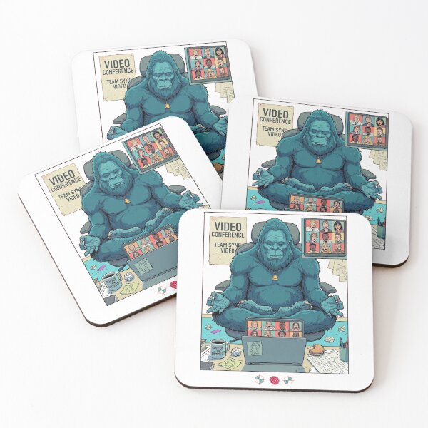 Item preview, Zen Video Call Bigfoot - Funny Work From Home Lotus Pose Comic Art designed and sold by Whimsy Trail Co.