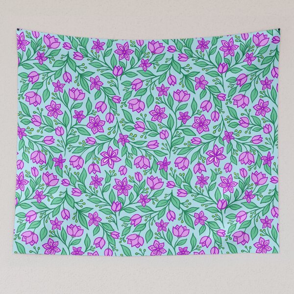 Item preview, Whimsical purple springtime wildflowers dancing in the wind designed and sold by ellaauroradsign.