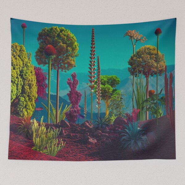 Item preview, ​Surreal Alien Botanical Garden - Crimson Soil & Exotic Flora designed and sold by Vizerskaya.