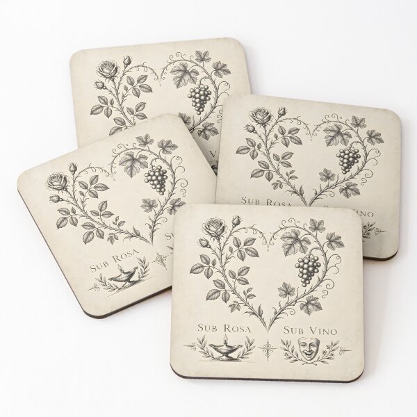 Item preview, Antique Latin Proverb Rose and Grapes Vintage Engraving designed and sold by Sybille-Yates.