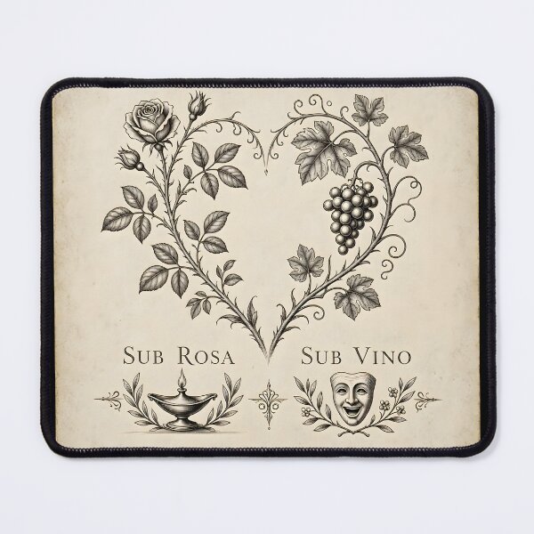 Item preview, Antique Latin Proverb Rose and Grapes Vintage Engraving designed and sold by Sybille-Yates.