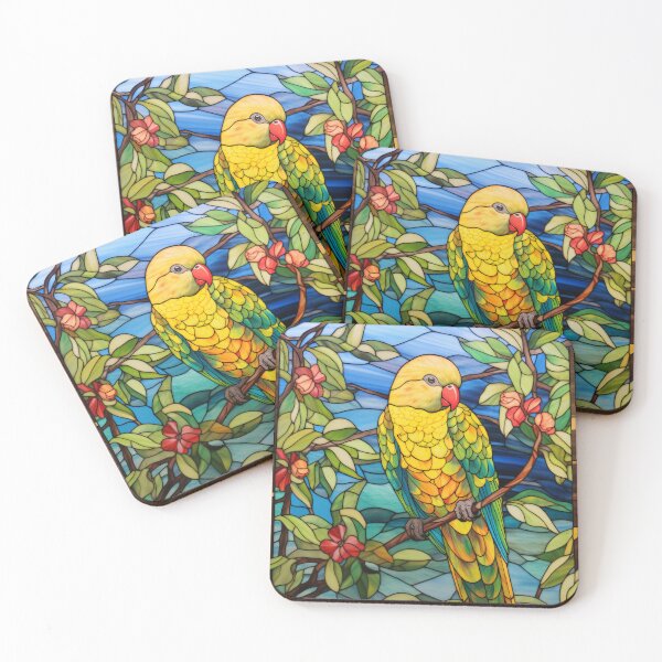 Item preview, Budgie Stained Glass Window Parrot Art designed and sold by pinkal.