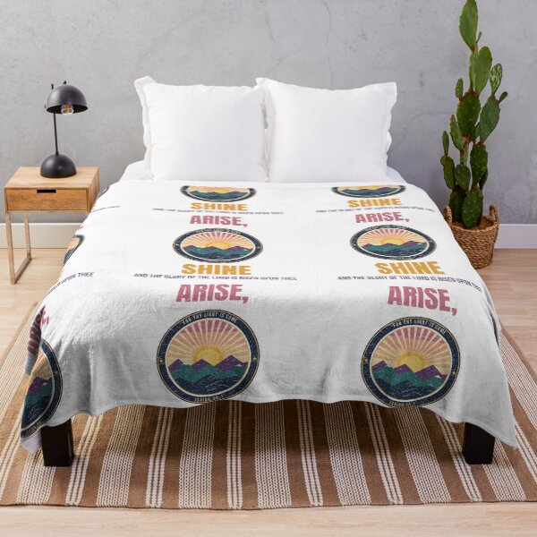 Item preview, Arise Shine for Thy Light Is Come Isaiah 60:1 Mountain Sunrise Badge Retro designed and sold by ebocraft.