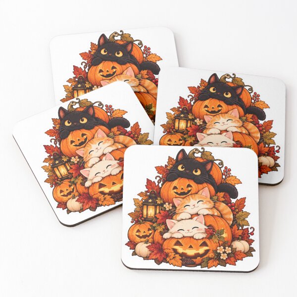 Item preview, Cute Halloween Cats and Pumpkins Autumn Art designed and sold by 0Zetgest.