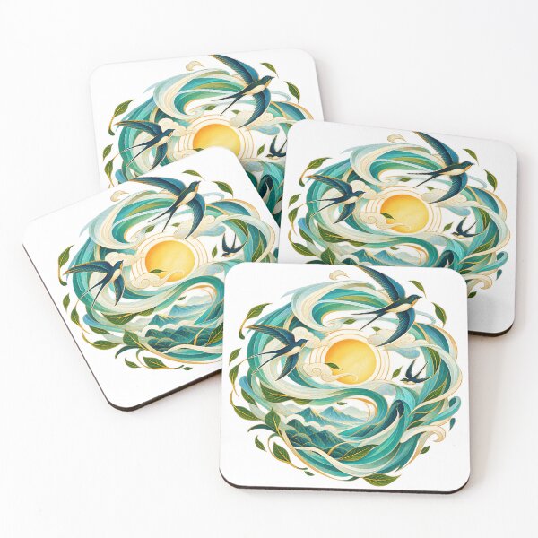 Item preview, Windborne Motion – Swallows in a Golden Wind and Mountain Sky designed and sold by Art Studio Shams.