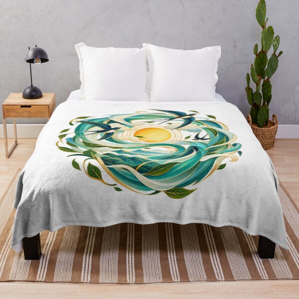 Item preview, Windborne Motion – Swallows in a Golden Wind and Mountain Sky designed and sold by Art Studio Shams.