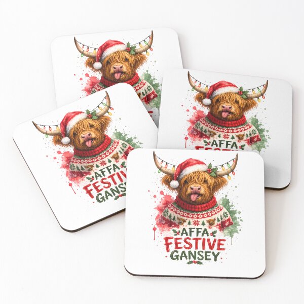 Item preview, The Affa Festive Gansey – Funny Scottish Christmas Jumper designed and sold by SMalcolmDesigns.