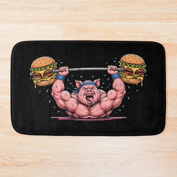 Item preview, Burger Bench Press Funny Buff Pig Gym Fitness Burger Lover Workout designed and sold by StrongEveryDayStore.