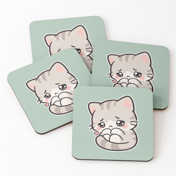 Item preview, Shy Cat – Cute Kawaii Blushing Kitten Illustration designed and sold by MetaModel Editions.