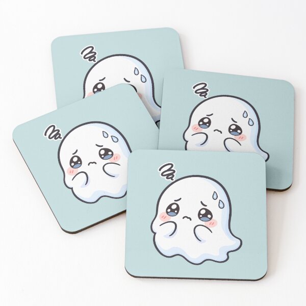 Item preview, Anxious Ghost – Cute Kawaii Overthinking Ghost Art designed and sold by MetaModel Editions.