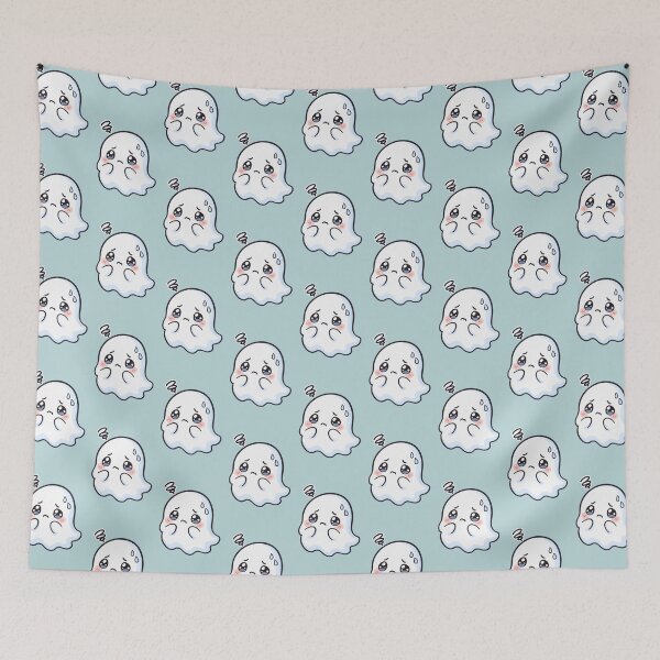 Item preview, Anxious Ghost – Cute Kawaii Overthinking Ghost Art designed and sold by MetaModel Editions.
