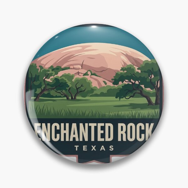 Item preview, Enchanted Rock Texas Hill Country Oaks Ribbon Badge Sticker designed and sold by DetourDgn.