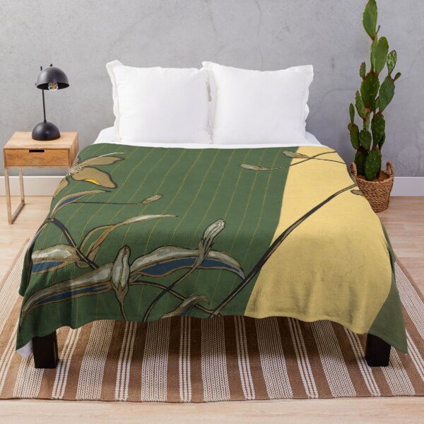 Item preview, Furuya Korin Ochre Flowers and Green Stripes designed and sold by AuraMuse Studio.