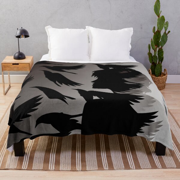 Item preview, woman dissolving into a flock of flying ravens as her body transforms into black birds designed and sold by matintheworld ( delcarmat ).