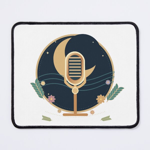 Item preview, Midnight Acoustic – Vintage Microphone and Crescent Moon Floral Art designed and sold by Art Studio Shams.