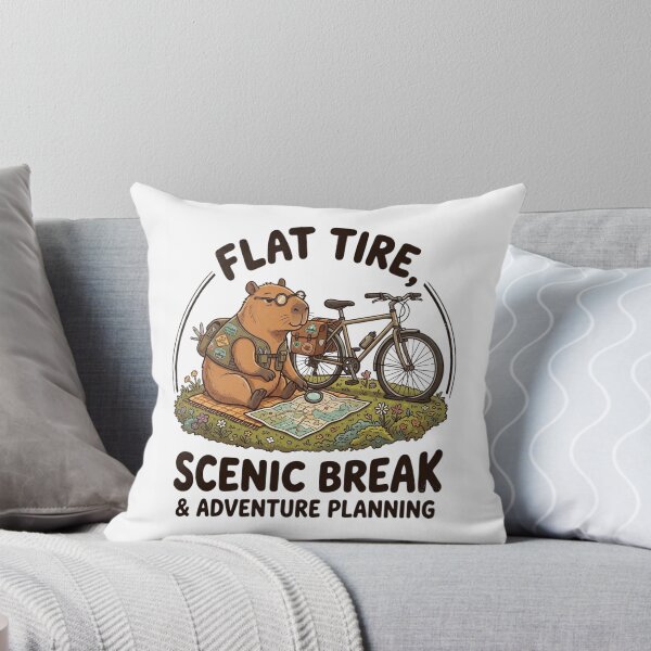 Item preview, Funny Capybara Cycling - Flat Tire Scenic Break & Adventure Planning designed and sold by designwiss.