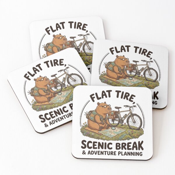 Item preview, Funny Capybara Cycling - Flat Tire Scenic Break & Adventure Planning designed and sold by designwiss.