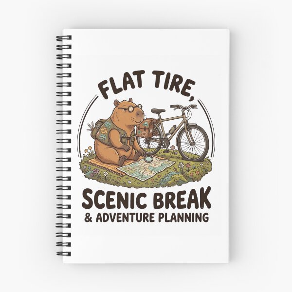 Item preview, Funny Capybara Cycling - Flat Tire Scenic Break & Adventure Planning designed and sold by designwiss.