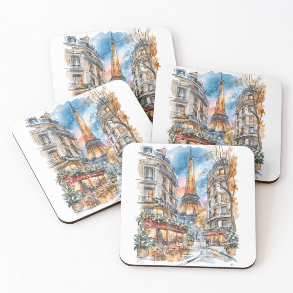 Item preview, Winter Scene in Paris with Eiffel Tower designed and sold by kolonjArt.