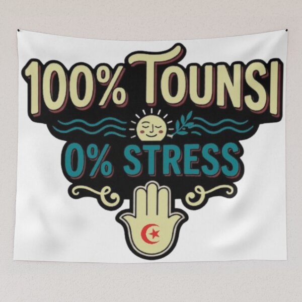Item preview, 00% Tounsi 0% Stress - Retro Tunisian Streetwear designed and sold by Salma.Store.