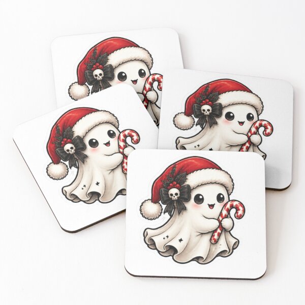 Item preview, Cute Ghost in Santa Hat - Kawaii Creepmas Christmas Ghost designed and sold by ItsArtisticLab.