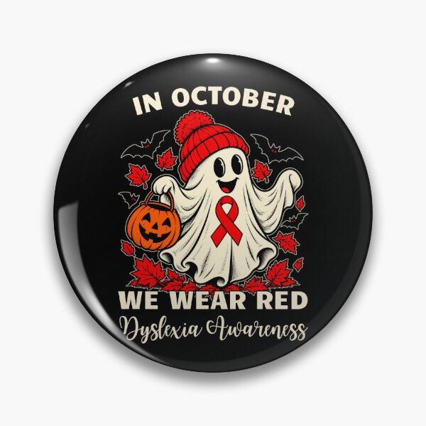 Item preview, In October We Wear Red Dyslexia Awareness Pumpkin Ghost designed and sold by GibasVisuals.