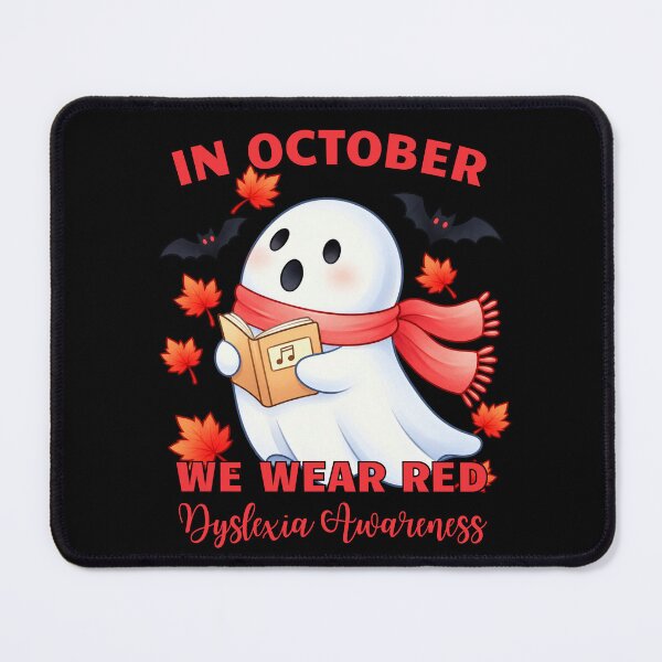 Item preview, In October We Wear Red Dyslexia Awareness Reading Ghost designed and sold by GibasVisuals.