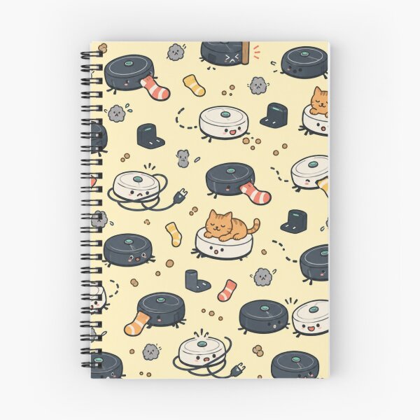 Item preview, Robot Vacuum Funny Pattern | Cute Robots Stealing Socks, Chasing Crumbs and Carrying a Cat designed and sold by DebugLab.
