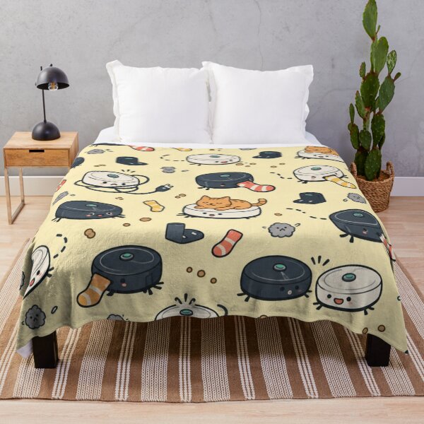 Item preview, Robot Vacuum Funny Pattern | Cute Robots Stealing Socks, Chasing Crumbs and Carrying a Cat designed and sold by DebugLab.