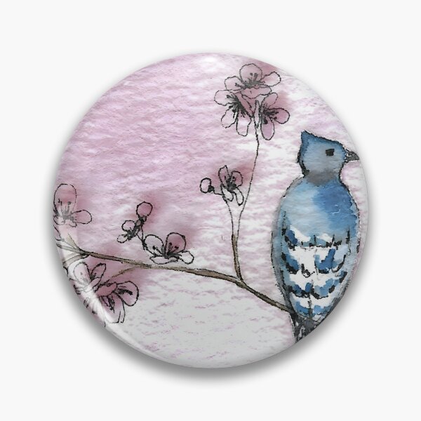 Item preview, Bluejay with Cherry Blossoms designed and sold by Beldridge Original Art.