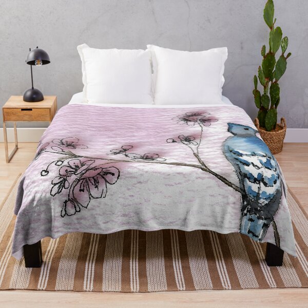 Item preview, Bluejay with Cherry Blossoms designed and sold by Beldridge Original Art.