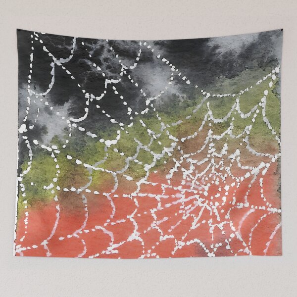 Item preview, Spider Web in a Pumpkin Patch designed and sold by Beldridge Original Art.