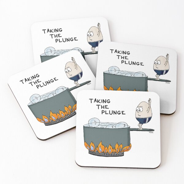 Item preview, Taking The Plunge | Funny Egg Swimming Visual Pun Sticker designed and sold by MyxaART.