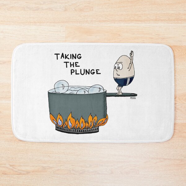 Item preview, Taking The Plunge | Funny Egg Swimming Visual Pun Sticker designed and sold by MyxaART.