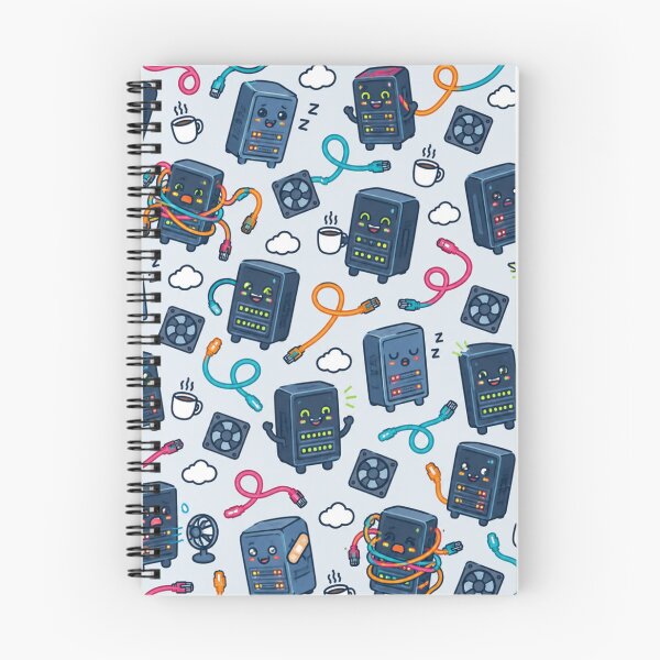 Item preview, Server Rack Funny Pattern | Cute Servers with Coffee, Cable Spaghetti and Band-Aids designed and sold by DebugLab.