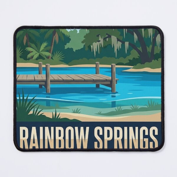 Item preview, Rainbow Springs Florida Spring Run Dock Ribbon Badge Sticker designed and sold by DetourDgn.