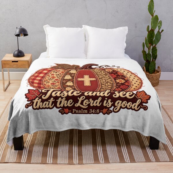 Item preview, Taste and See That the Lord Is Good Psalm 34:8 Patchwork Pumpkin Christian Fall Design. designed and sold by Wild Mood Co..