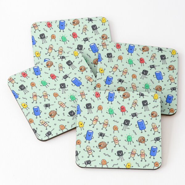 Item preview, Electronic Components Cute Pattern | Dancing Resistors, Capacitors, LEDs and Transistors designed and sold by DebugLab.