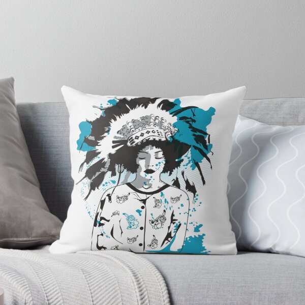Item preview, Dreaming Woman Feather Headdress Ink Splatter designed and sold by SmokElegancki.