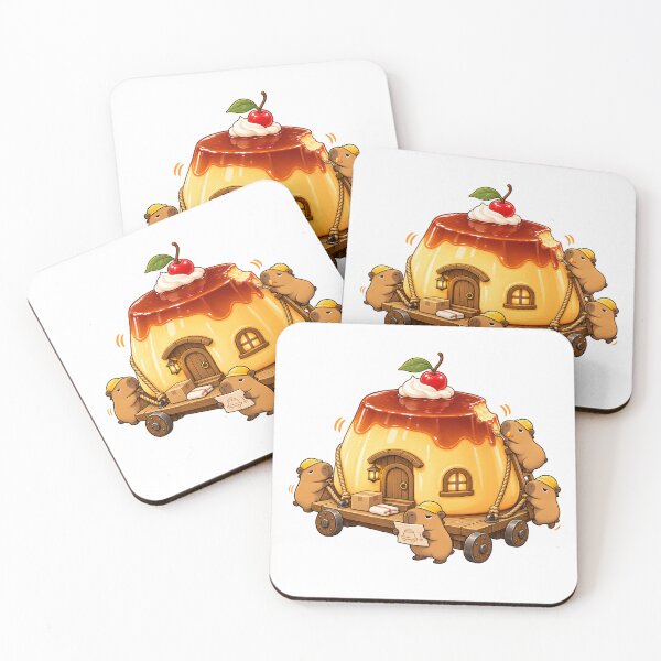 Item preview, Capybara Pudding House Moving Day – Cute Food Fantasy designed and sold by LazyPaw Design.