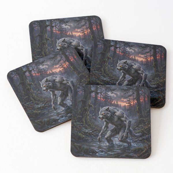 Item preview, Dark Ember-eyed Werewolf Stalks the Forest at Sunset designed and sold by Fanta-sticky.