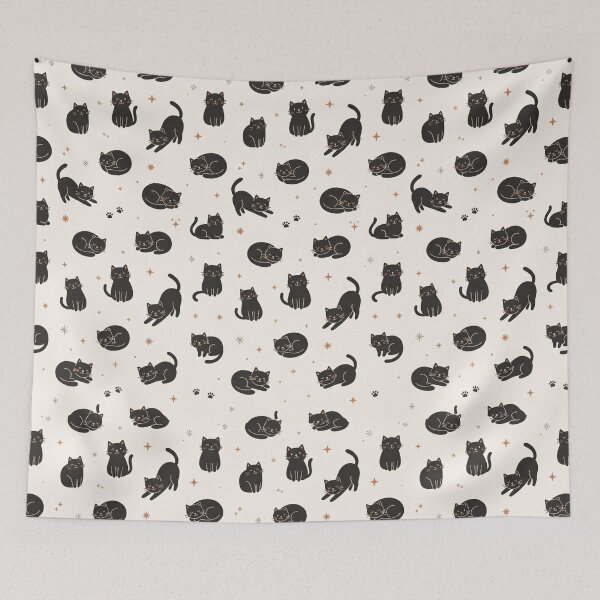 Item preview, Cute Black Cats and Stars Minimalist Seamless Pattern designed and sold by Epic Wear Store.